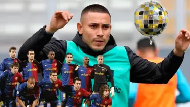 Jean Deza, al lado los jugadores del FC Barcelona. FOTO: Diario Deportivo el Diez