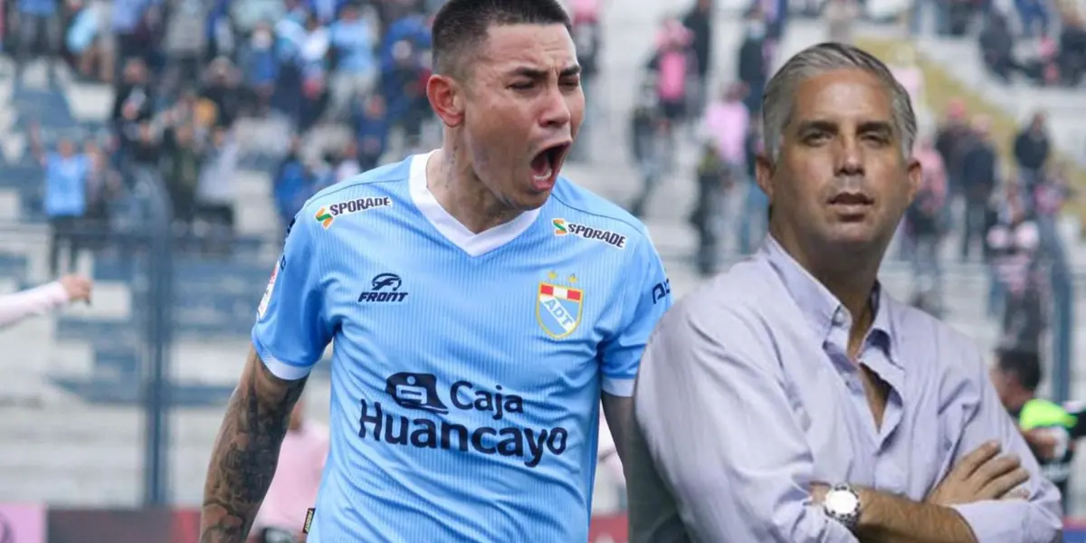 Jean Deza gritando un gol con la camiseta del ADT y Diego Rebagliati posando para la cámara