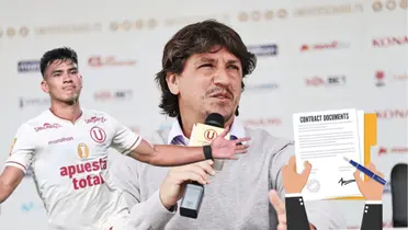 Jean Ferrar en conferencia de prensa y José Rivera con la camiseta de la ´U´