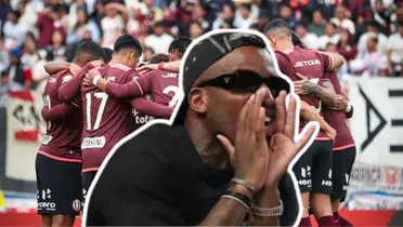 Jefferson Farfán gritando y Universitario de Deportes de fondo