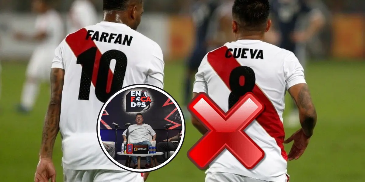 Jefferson Farfán y Christian Cueva vistiendo la camiseta de la Selección Peruana