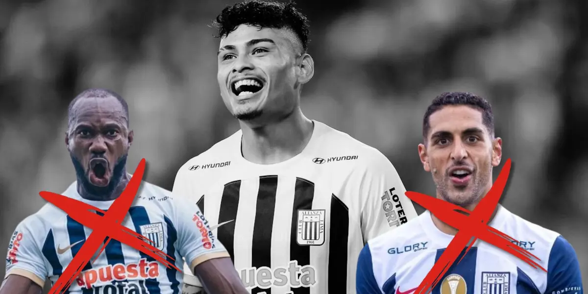 Jeriel De Santis, Cecilio Waterman y Pablo Sabbag con la camiseta de Alianza Lima