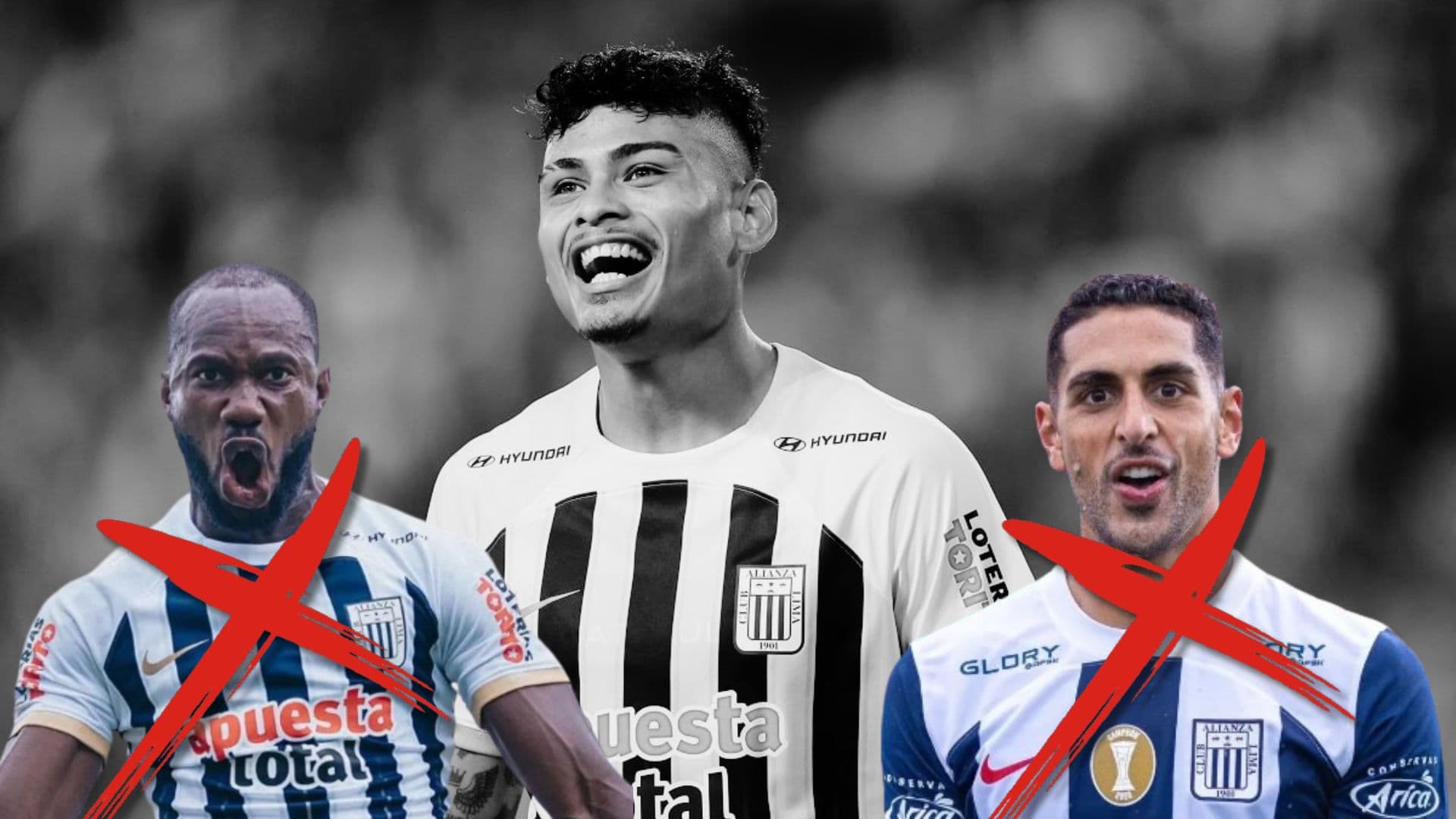 Jeriel De Santis, Cecilio Waterman y Pablo Sabbag con la camiseta de Alianza Lima