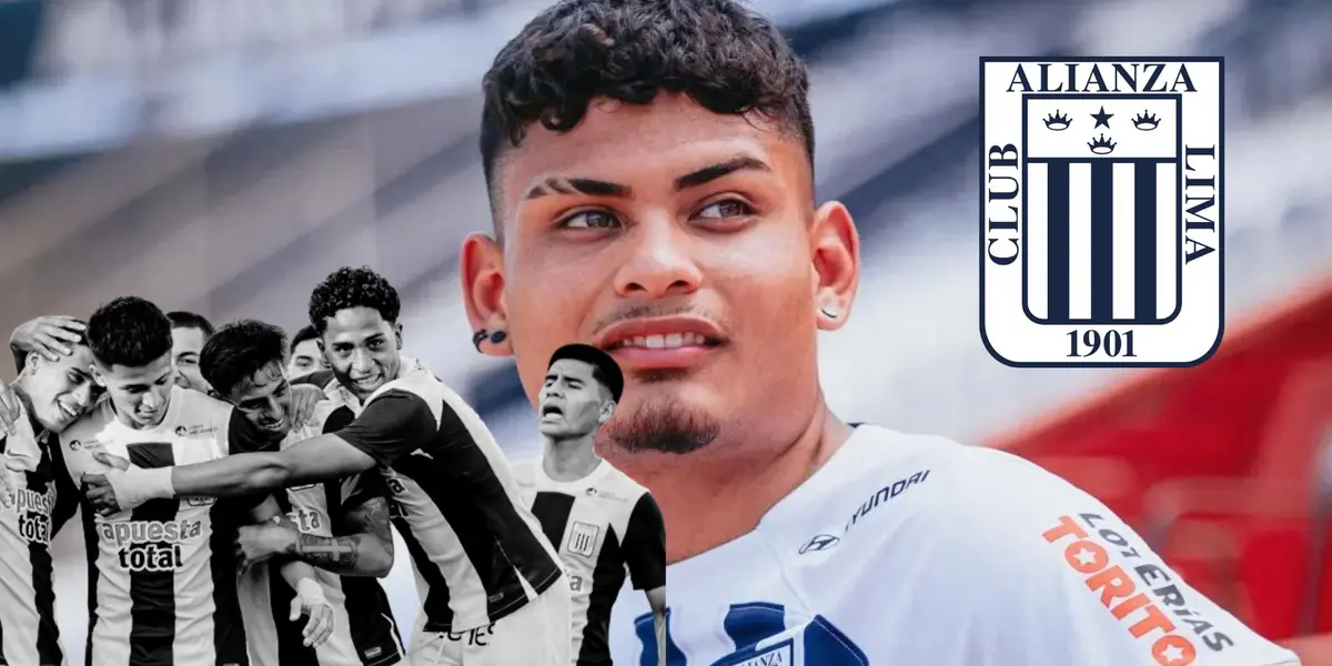 Jeriel De Santis con la camiseta de Alianza Lima y el equipo de Reservas en blanco y negro