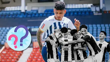 Jeriel De Santis con la camiseta de Alianza y debajo algunos jugadores de la Reserva