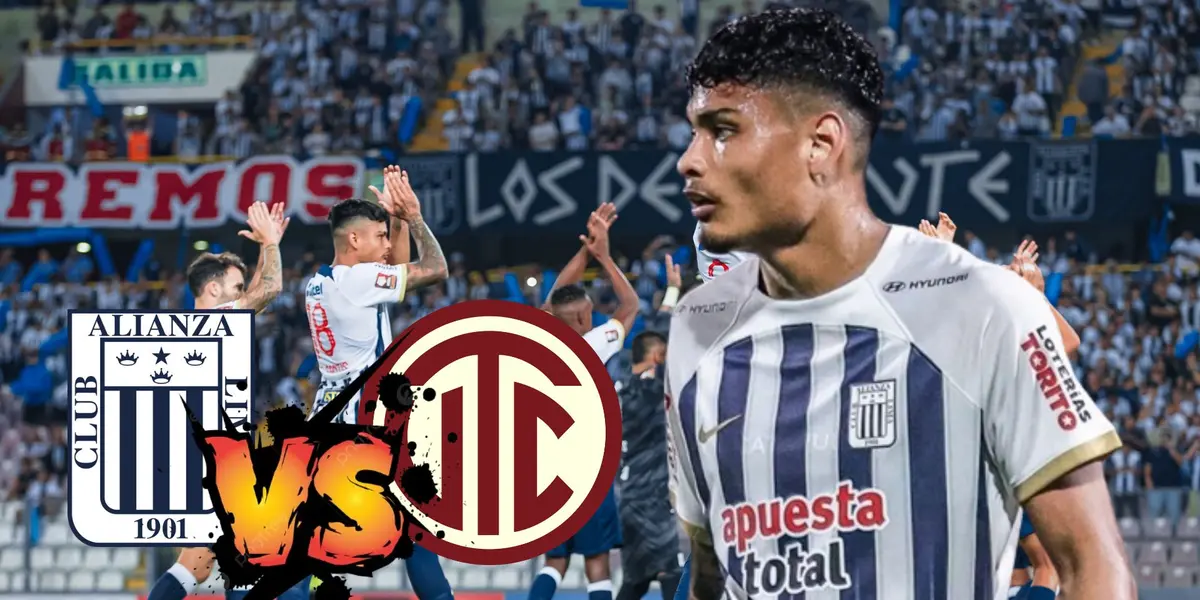 Jeriel De Santis vistiendo la camiseta de Alianza Lima y viendo a sus compañeros