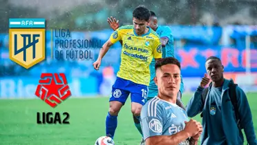 Jhilmar Lora en una acción del Comerciantes vs Cristal, debajo Jesús Pretell y Adrián Ascues