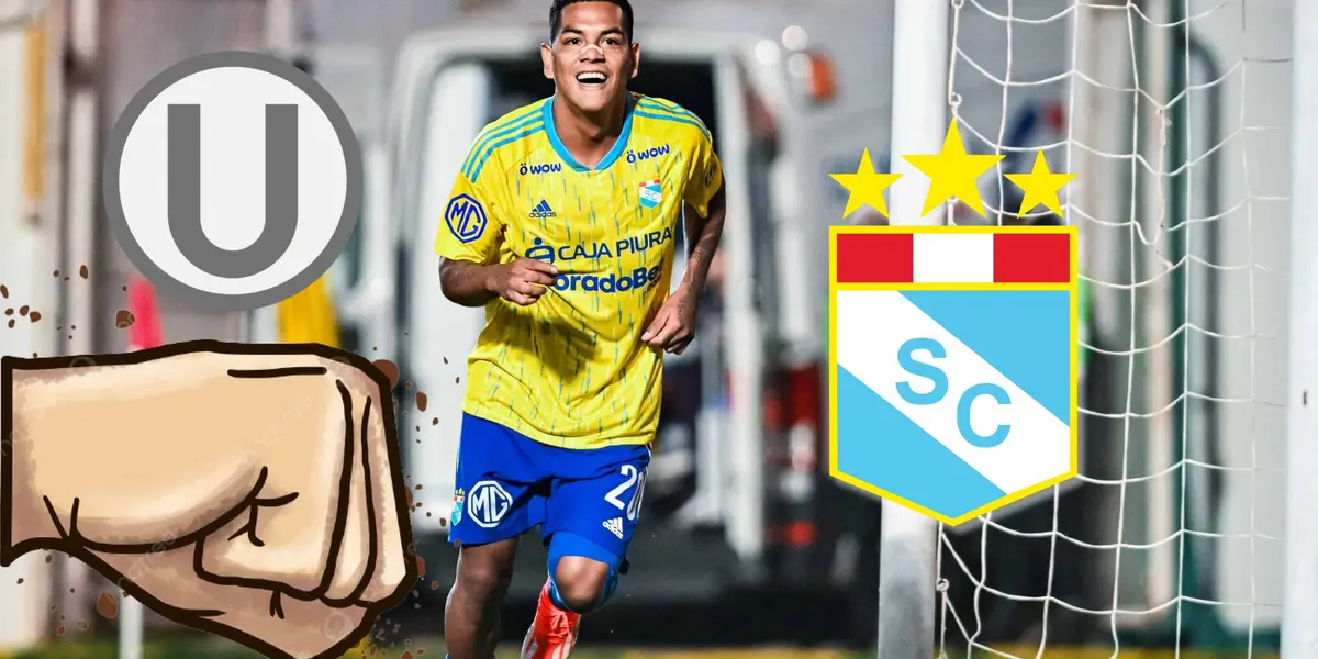 Joao Grimaldo celebrando el primer gol que marcó hoy vs Deportivo Garcilaso