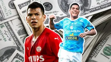 Joao Grimaldo celebrando y Lozano con cara de preocupación