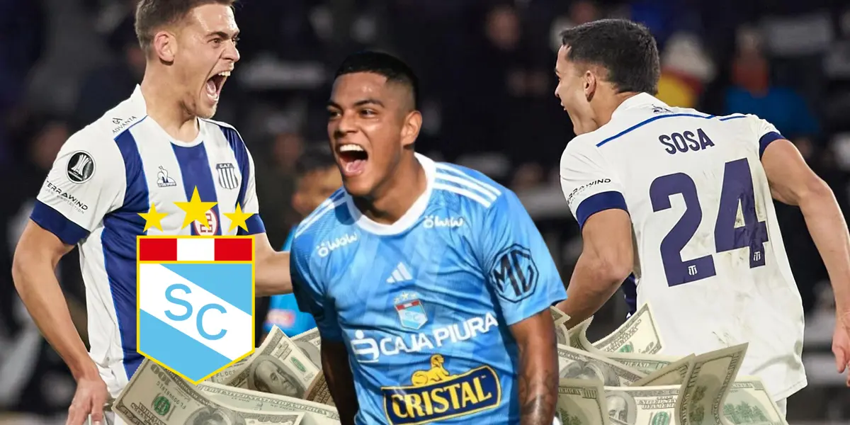 Joao Grimaldo gritando y los jugadores de Talleres festejando (Foto: Talleres de Córdoba)