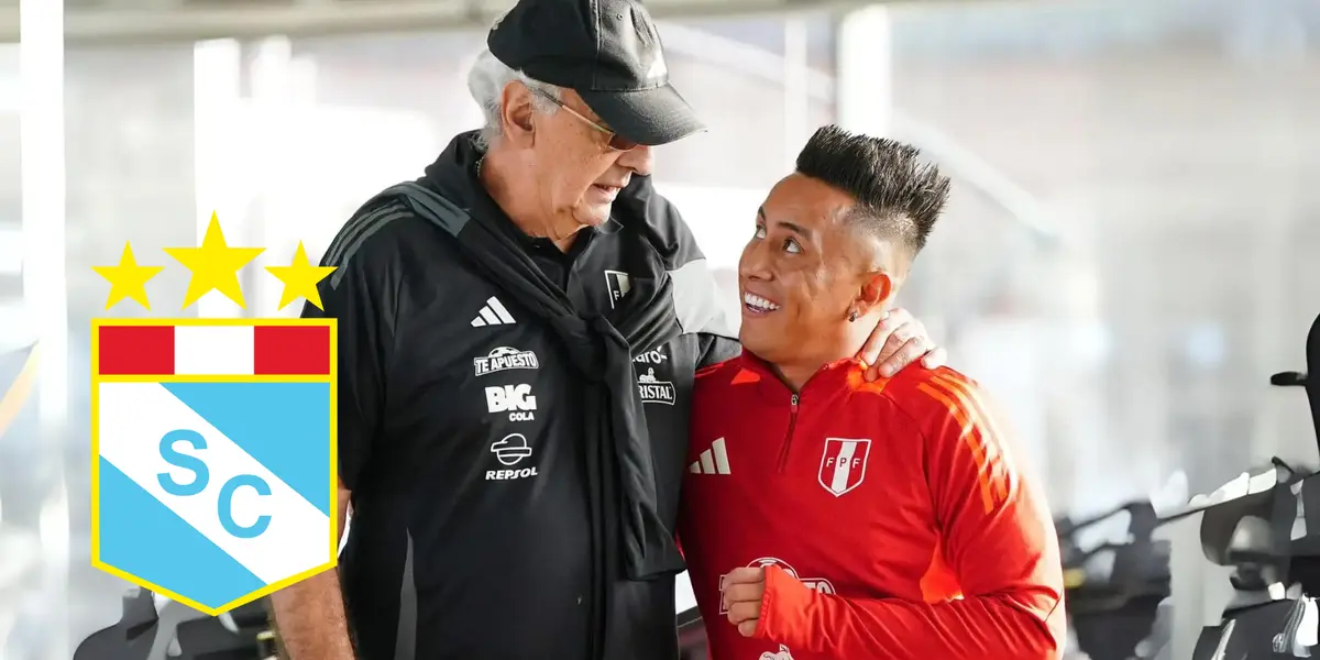 Jorge Fossati abrazando a Christian Cueva