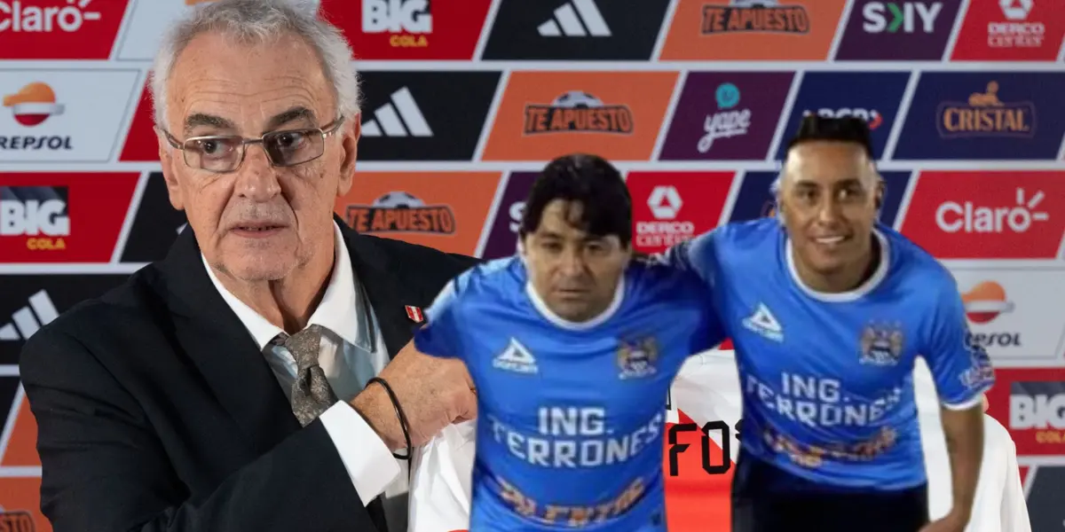 Jorge Fossati, al lado Christian Cueva.