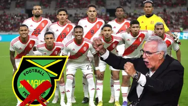 Jorge Fossati celebrando y la Selección Peruana posando para la foto 