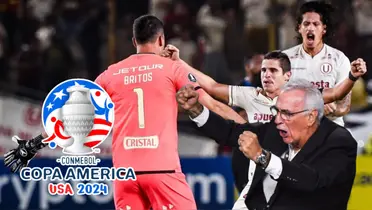 Jorge Fossati celebrando y los jugadores de Universitario también