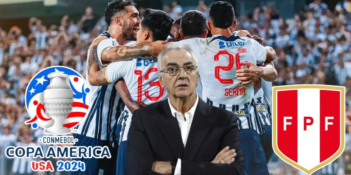 Jorge Fossati con los brazos juntos y el plantel de Alianza Lima celebrando gol