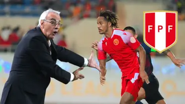 Jorge Fossati dando indicaciones y André Carrillo jugando para Al-Qadisiyah