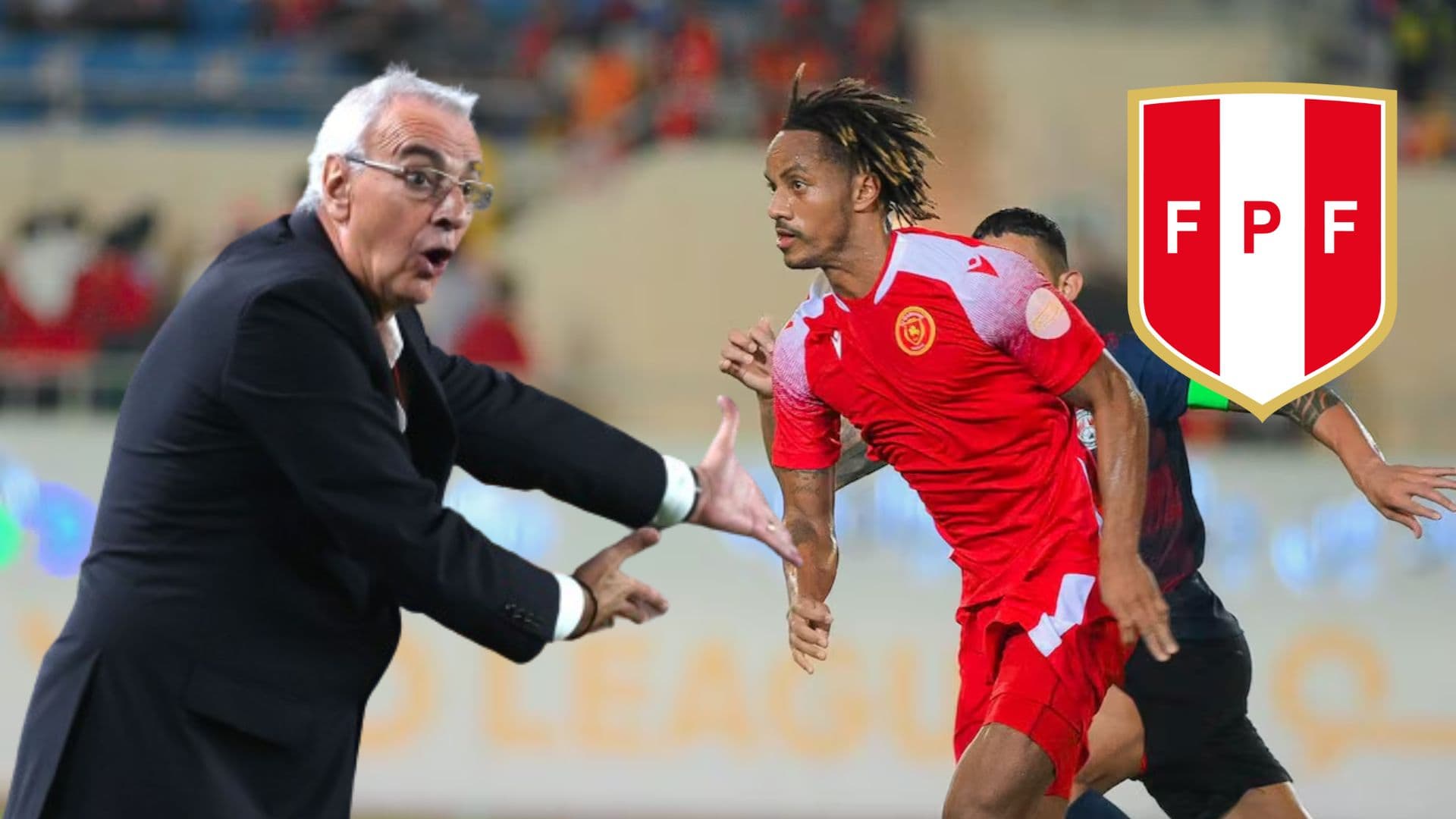 Jorge Fossati dando indicaciones y André Carrillo jugando para Al-Qadisiyah