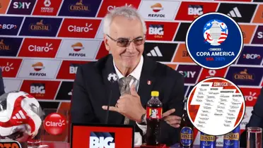 Jorge Fossati en conferencia de prensa en Videna