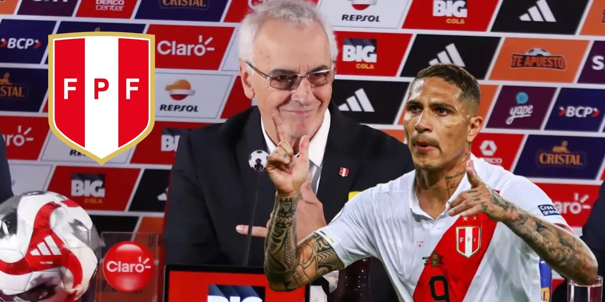 Jorge Fossati en conferencia de prensa y debajo Paolo Guerrero celebrando