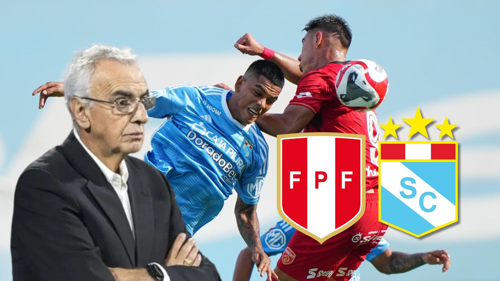 Jorge Fossati mirando detenidamente una acción de juego en el Cristal vs Huancayo de hoy
