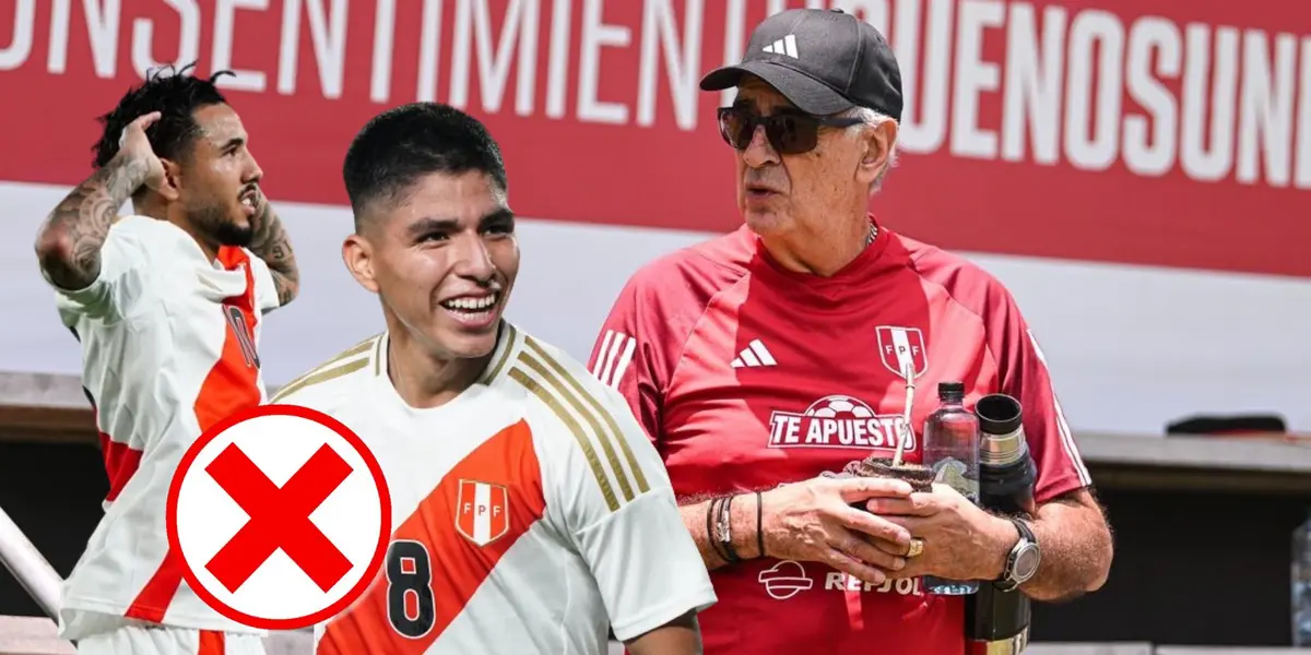 Jorge Fossati mirando en Videna a Sergio Peña y a Piero Quispe