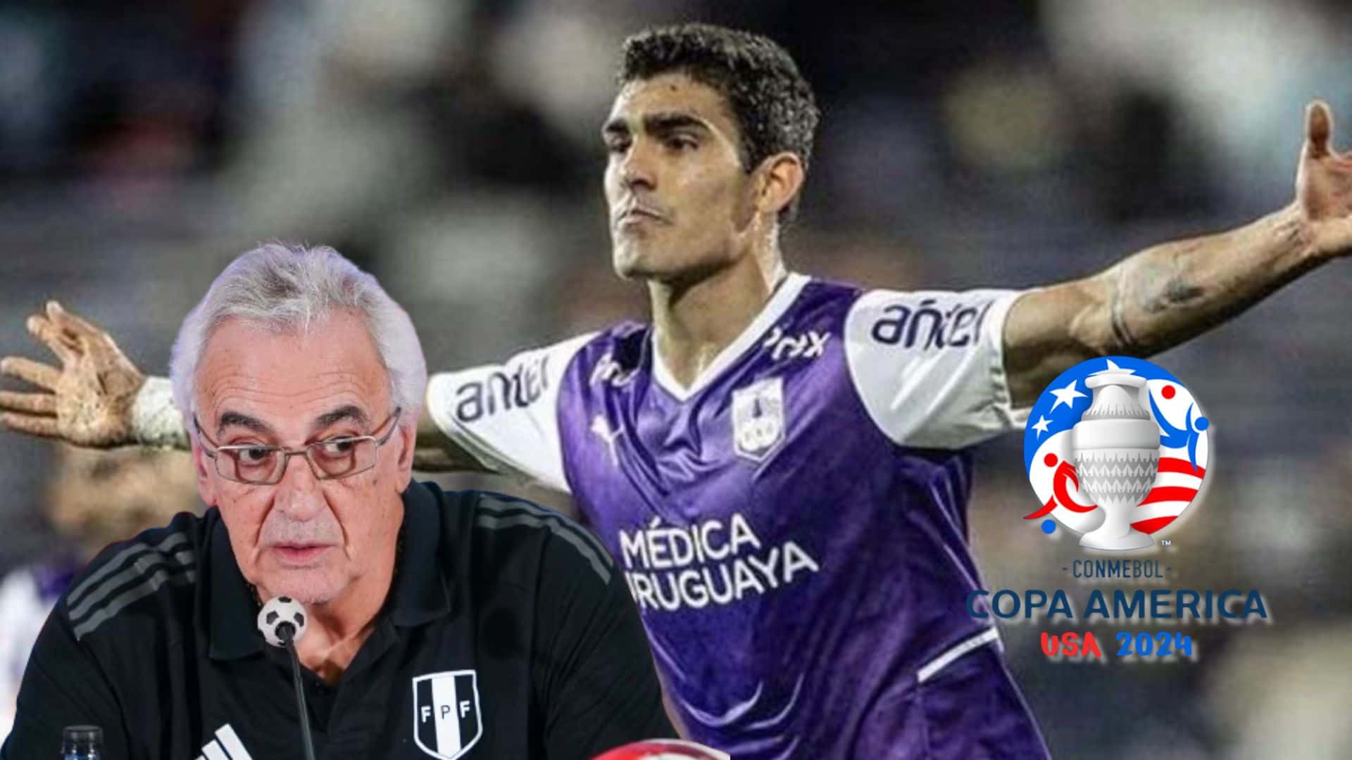 Jorge Fossati mirando y Alfonso Barco abriendo los brazos