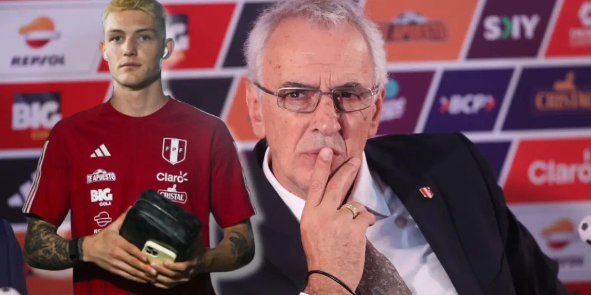 Jorge Fossati observando detenidamente a Oliver Sonne