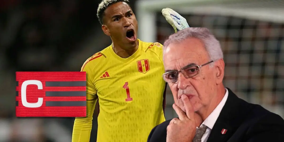 Jorge Fossati observando detenidamente a Pedro Gallese