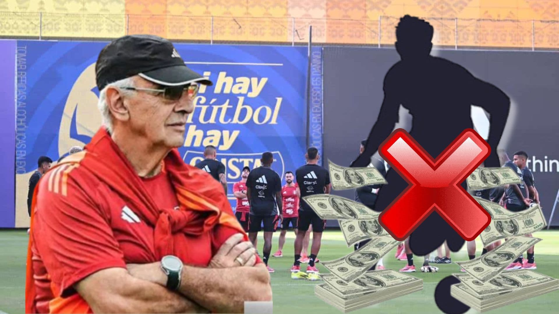 Jorge Fossati observando una sesión de entrenamiento de la Selección Peruana