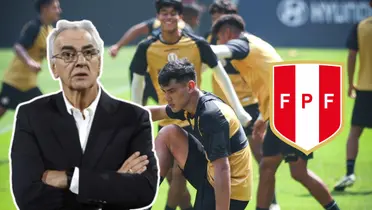 Jorge Fossati serio y jugadores de la U entrenando (Foto: Universitario)