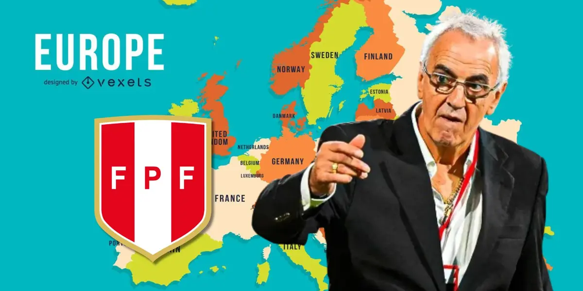 Jorge Fossati y detrás el mapa del continente europeo