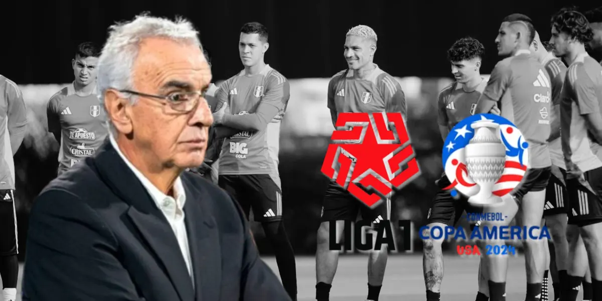 Jorge Fossati y detrás jugadores de la Bicolor en Videna