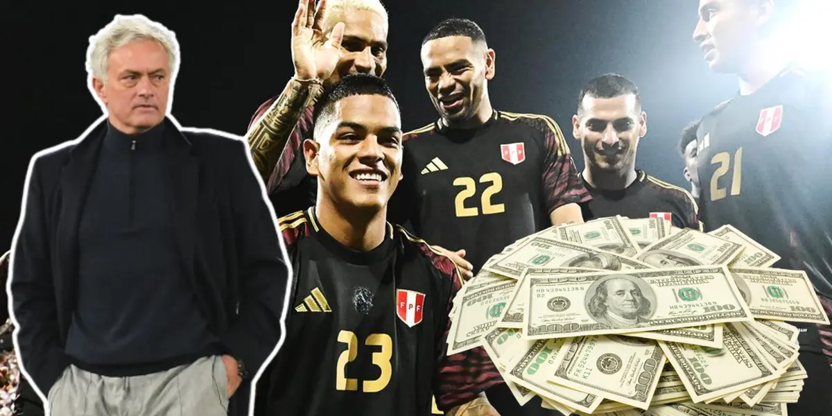 José Mourinho con la mano en los bolsillos y la Selección Peruana celebrando (Foto: FPF)