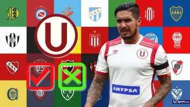 Juan Manuel Vargas con la camiseta merengue y de fondo los clubes de la Liga Argentina