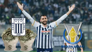 Juan Pablo Freytes abriendo los brazos y vistiendo la camiseta de Alianza Lima