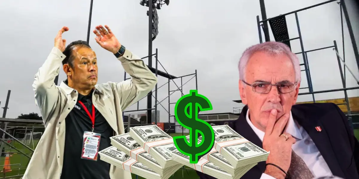 Juan Reynoso y Jorge Fossati, de fondo las instalaciones de Videna