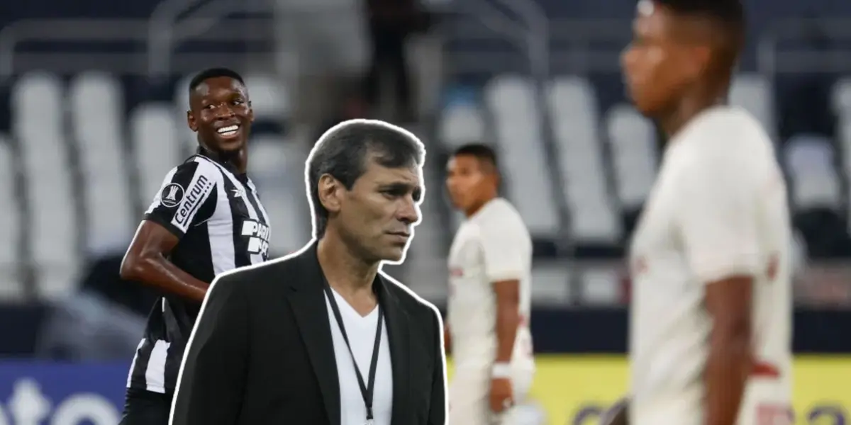 Jugador del Botafogo celebrando y Fabián Bustos triste