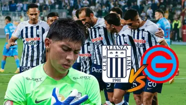 Jugadores de Alianza Lima celebrando y delante Franco Saravia mirando sus guantes