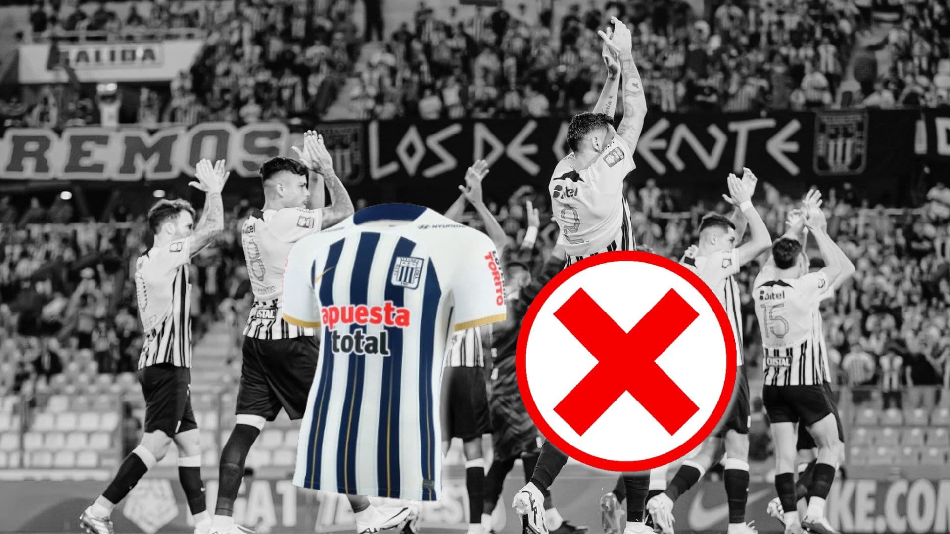 Jugadores de Alianza Lima en blanco y negro saludando a sus hinchas