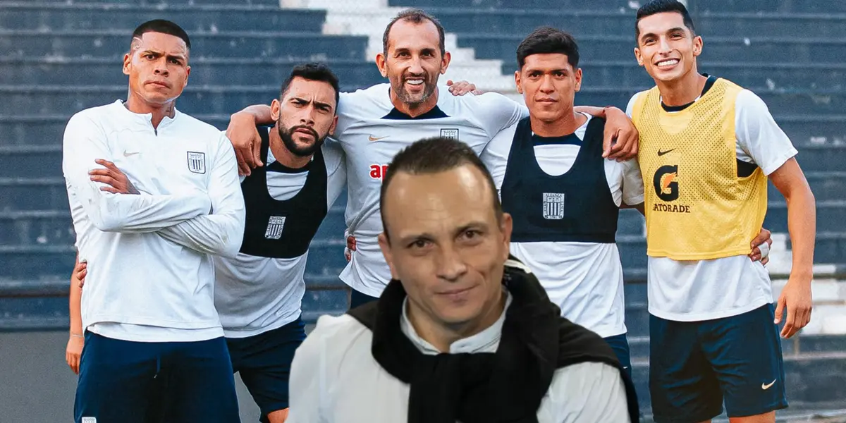 Jugadores de Alianza Lima en el entrenamiento y Alejandro Restrepo feliz