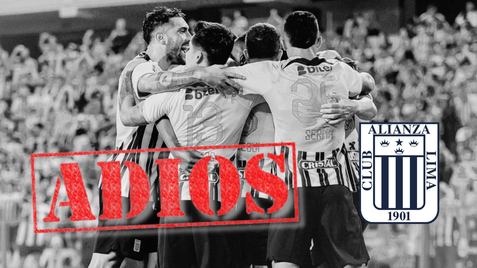 Jugadores de Alianza Lima en un fondo blanco y negro