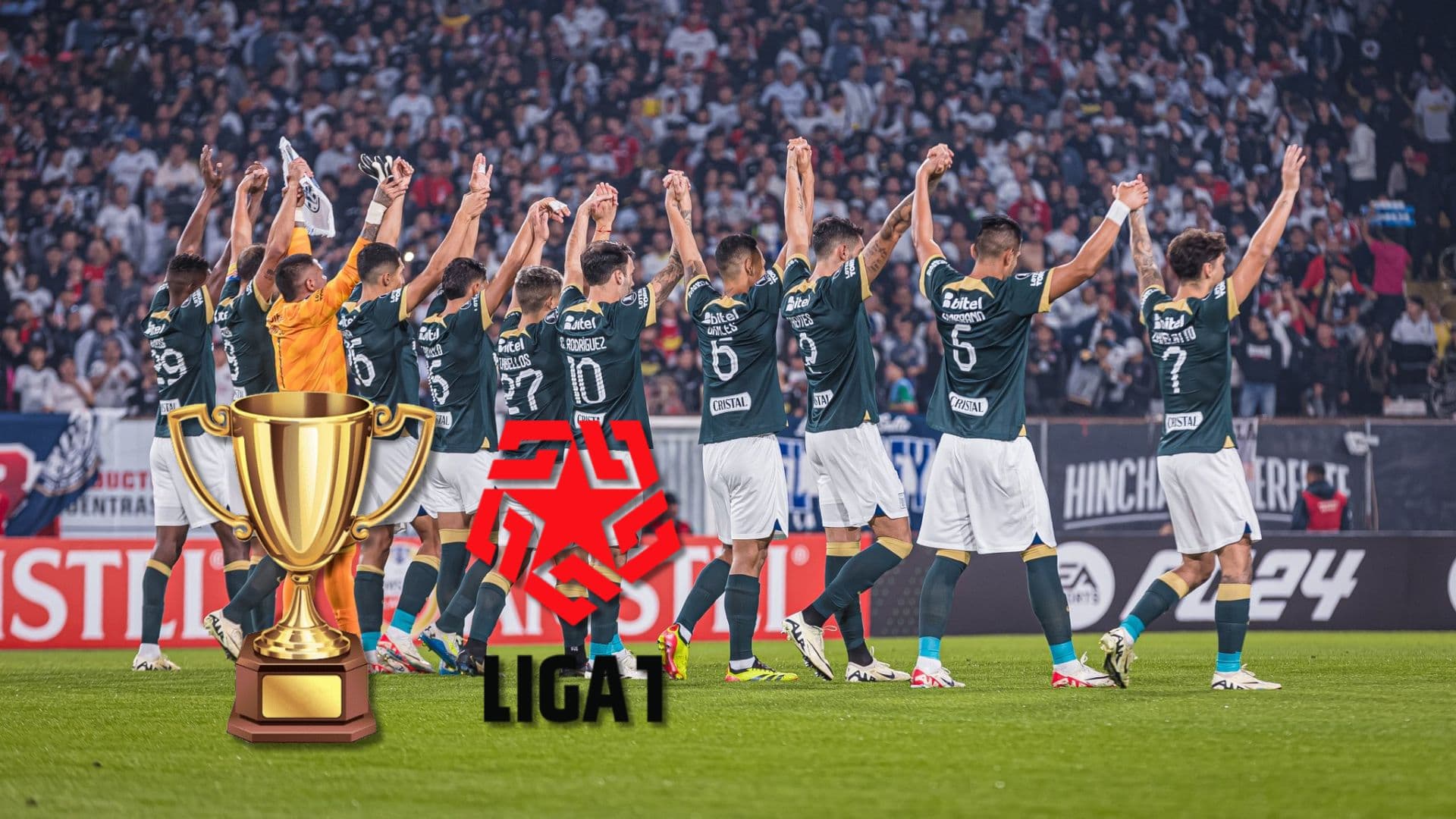 Jugadores de Alianza Lima saludando a sus hinchas en las tribunas