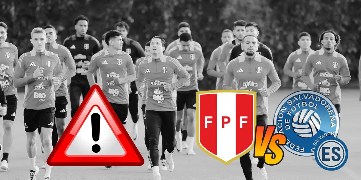 Jugadores de la Selección Peruana entrenando y en un fondo blanco y negro