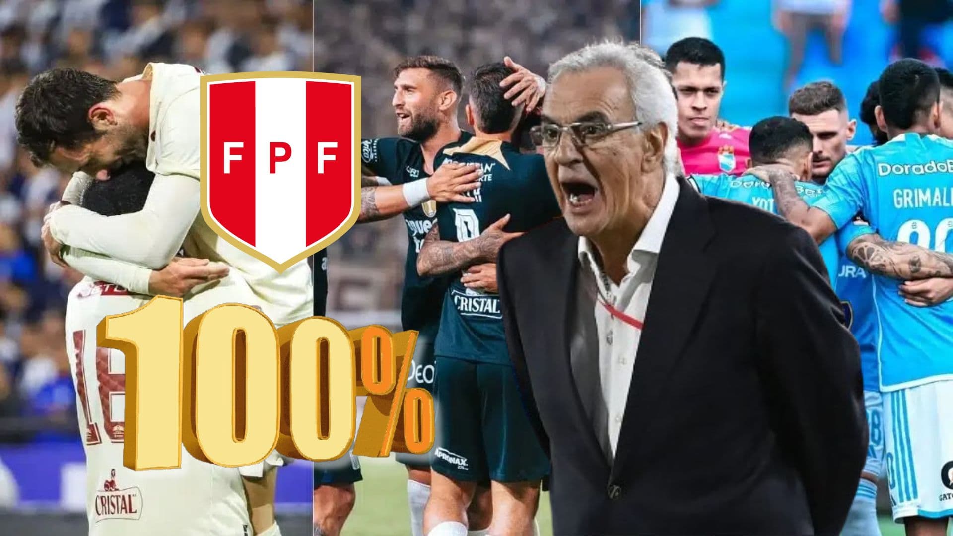 Jugadores de la ´U´, Alianza Lima y Sporting Cristal, delante Jorge Fossati
