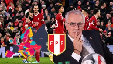 Jugadores de Liverpool festejando y delante Jorge Fossati pensativo