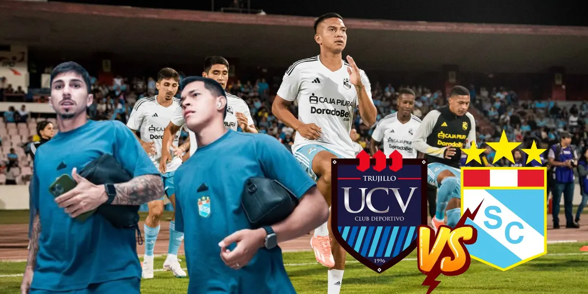 Jugadores de Sporting Cristal calentando para el duelo de hoy vs UCV en Trujillo