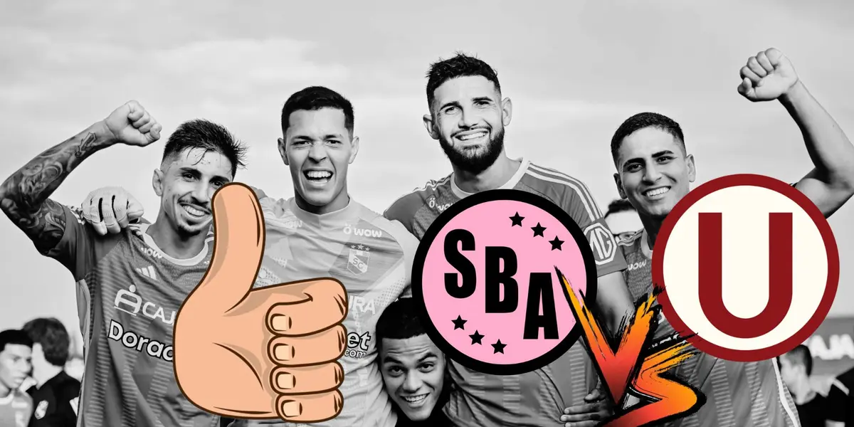 Jugadores de Sporting Cristal de blanco y negro en el fondo