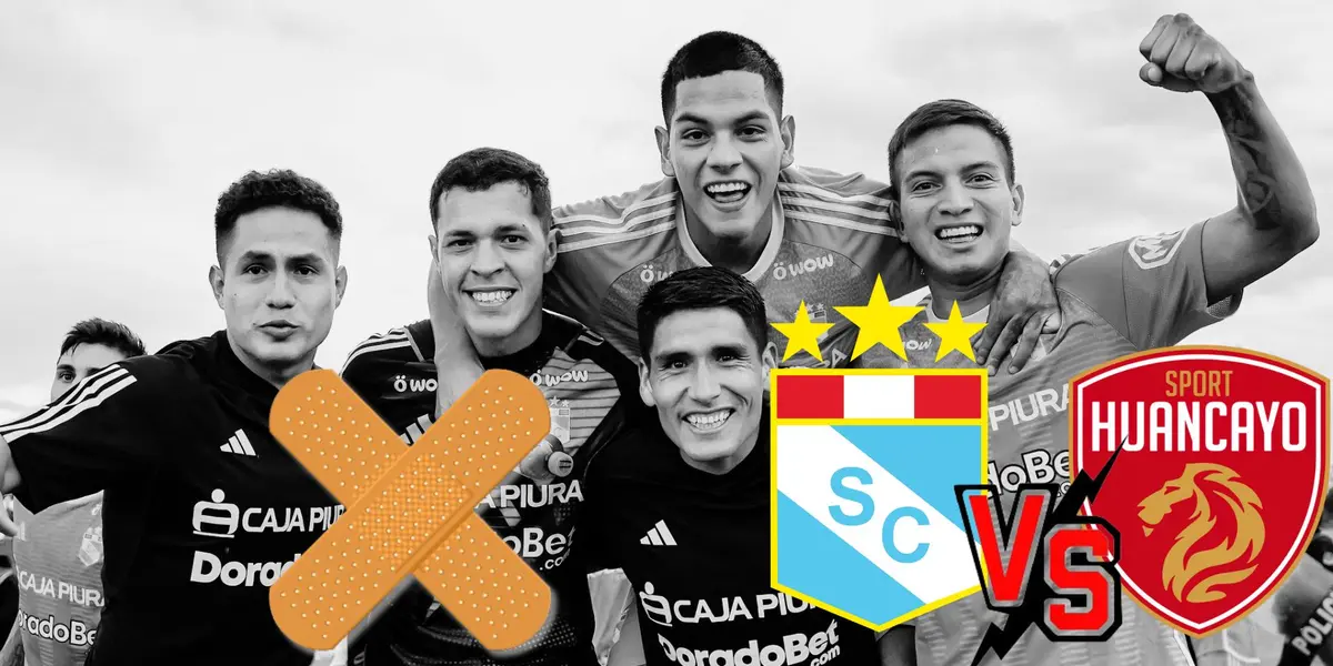 Jugadores de Sporting Cristal en fondo blanco y negro
