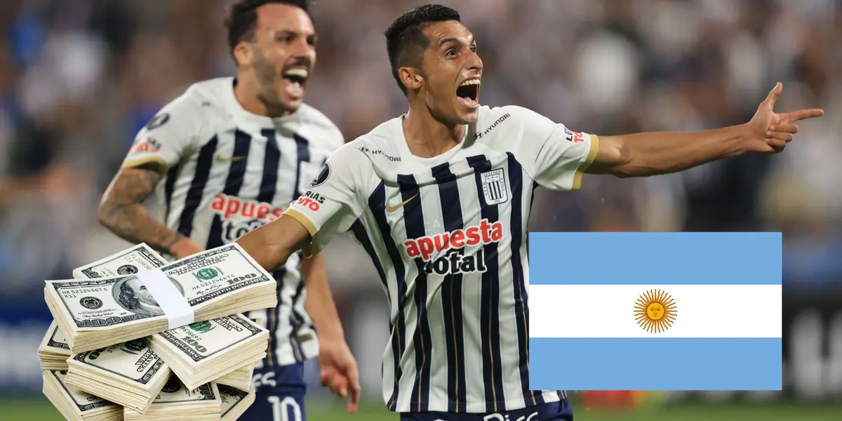 Kevin Serna festejando gol y Sebastián Rodríguez atrás 