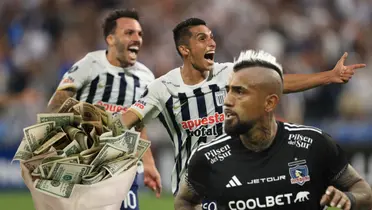 Kevin Serna y Sebastián Rodríguez celebrando, mientras Arturo Vidal mira serio